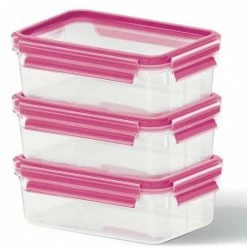 Emsa Frischhaltedosen Clip & Close, 3-teilig 0,55 L In Himbeer