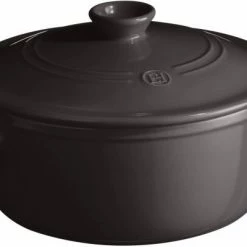 Emile Henry Schmortopf Rund In Fusain 24 Cm / 20 Cm / 11 Cm / 4 Liter