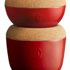 Emile Henry Knoblauchdose In Granatapfel -la rochere shop EH 8761 63 2PotAil Sel 2PotsGarlic Salt Pile